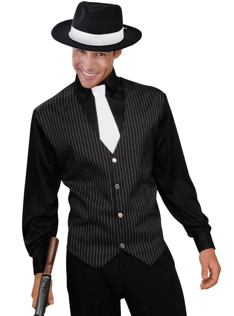 1920s Gangster Plus Size Mens Pinstripe Costume Shirt