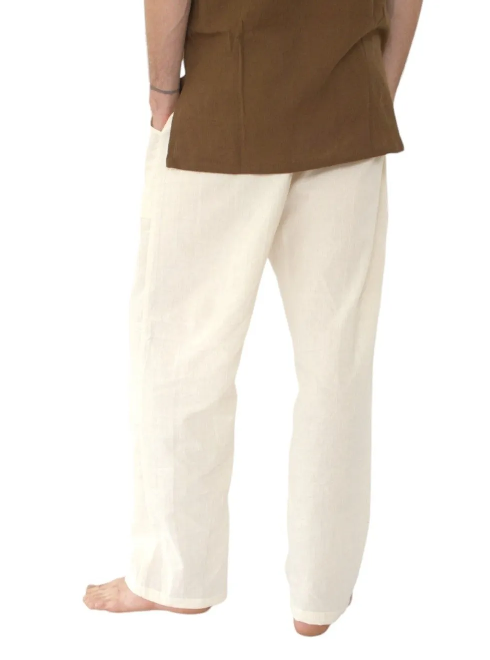 Canvas Unisex Organic Cotton Free Size Trousers (Cream, Cacao)