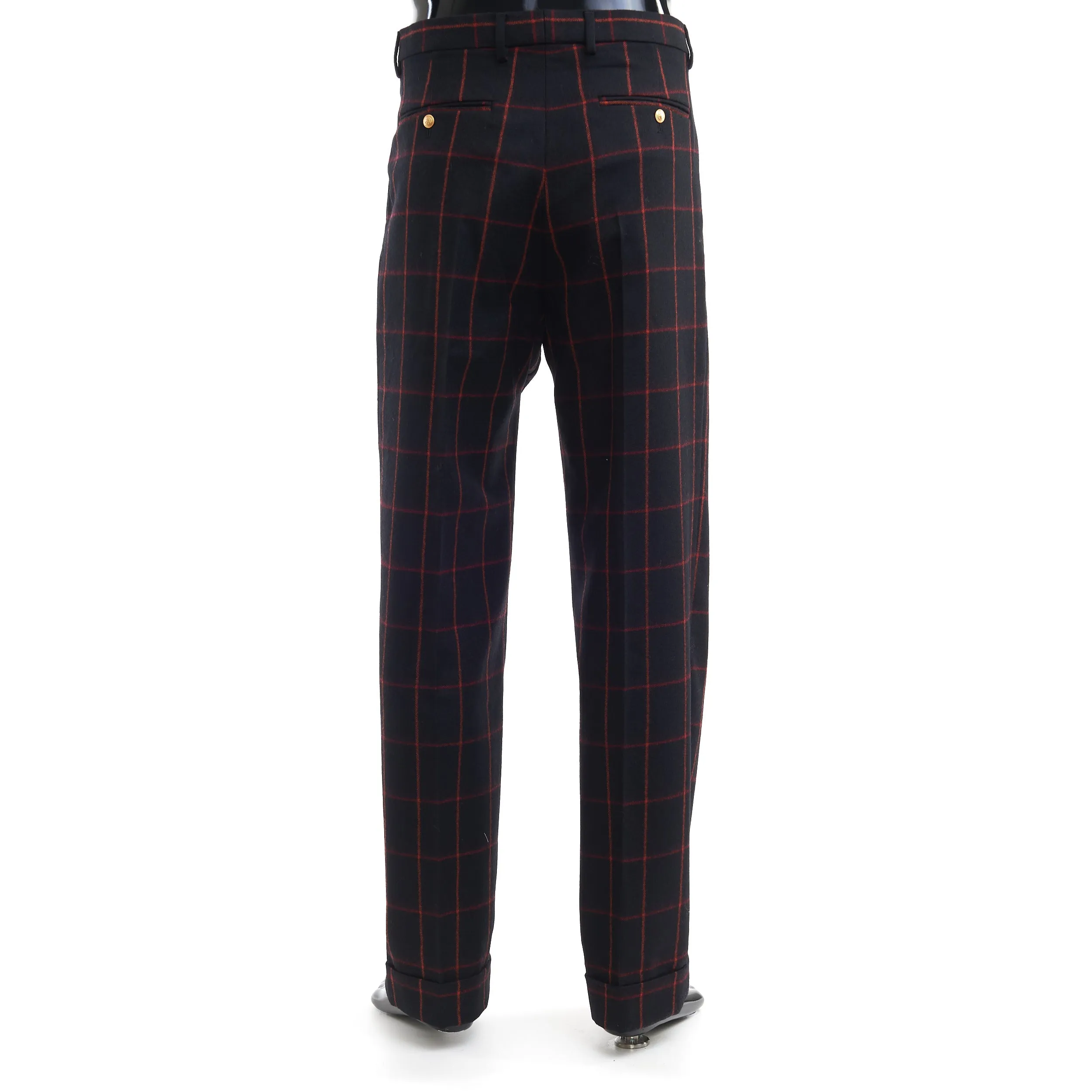 Check Wool Trouser In Black And Red