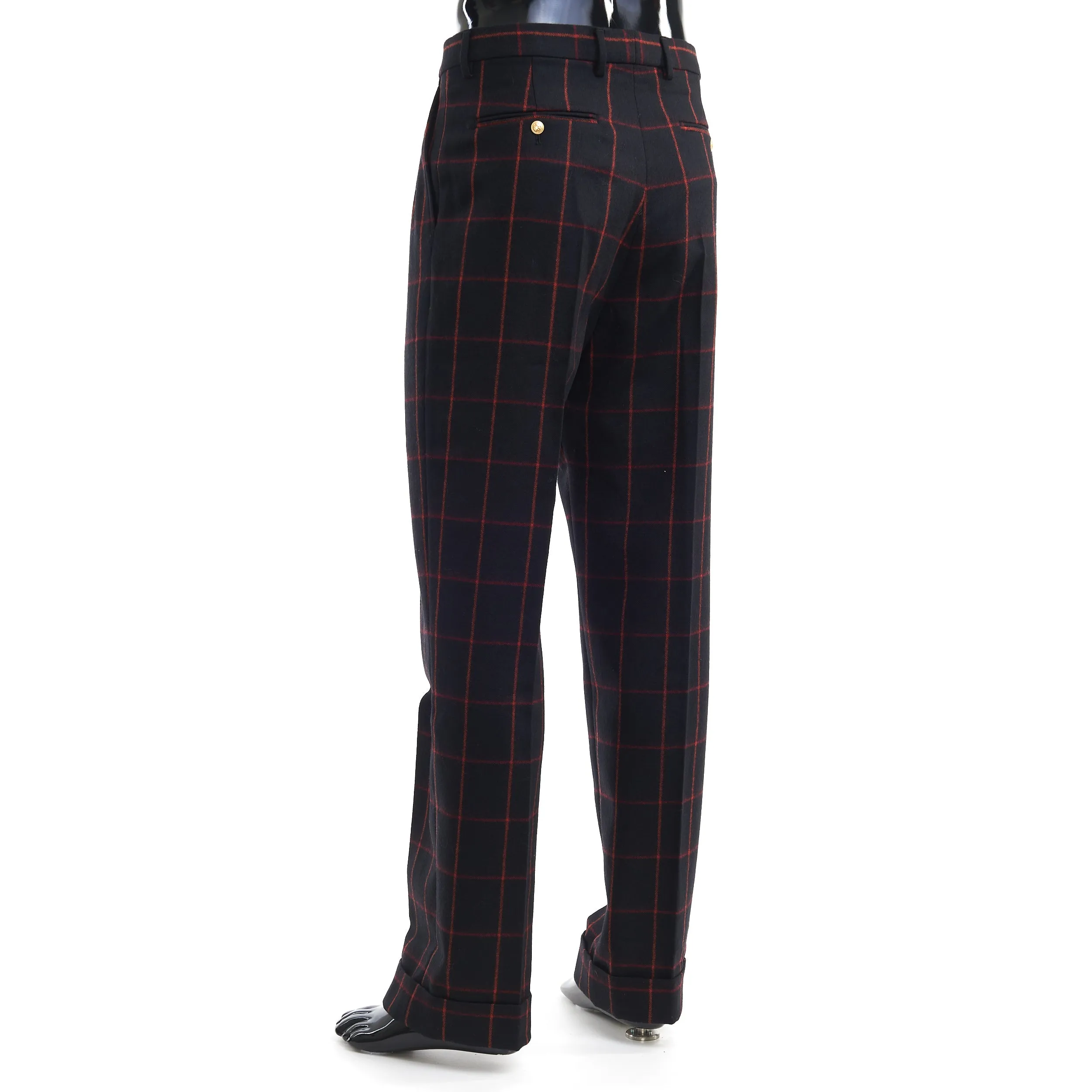 Check Wool Trouser In Black And Red