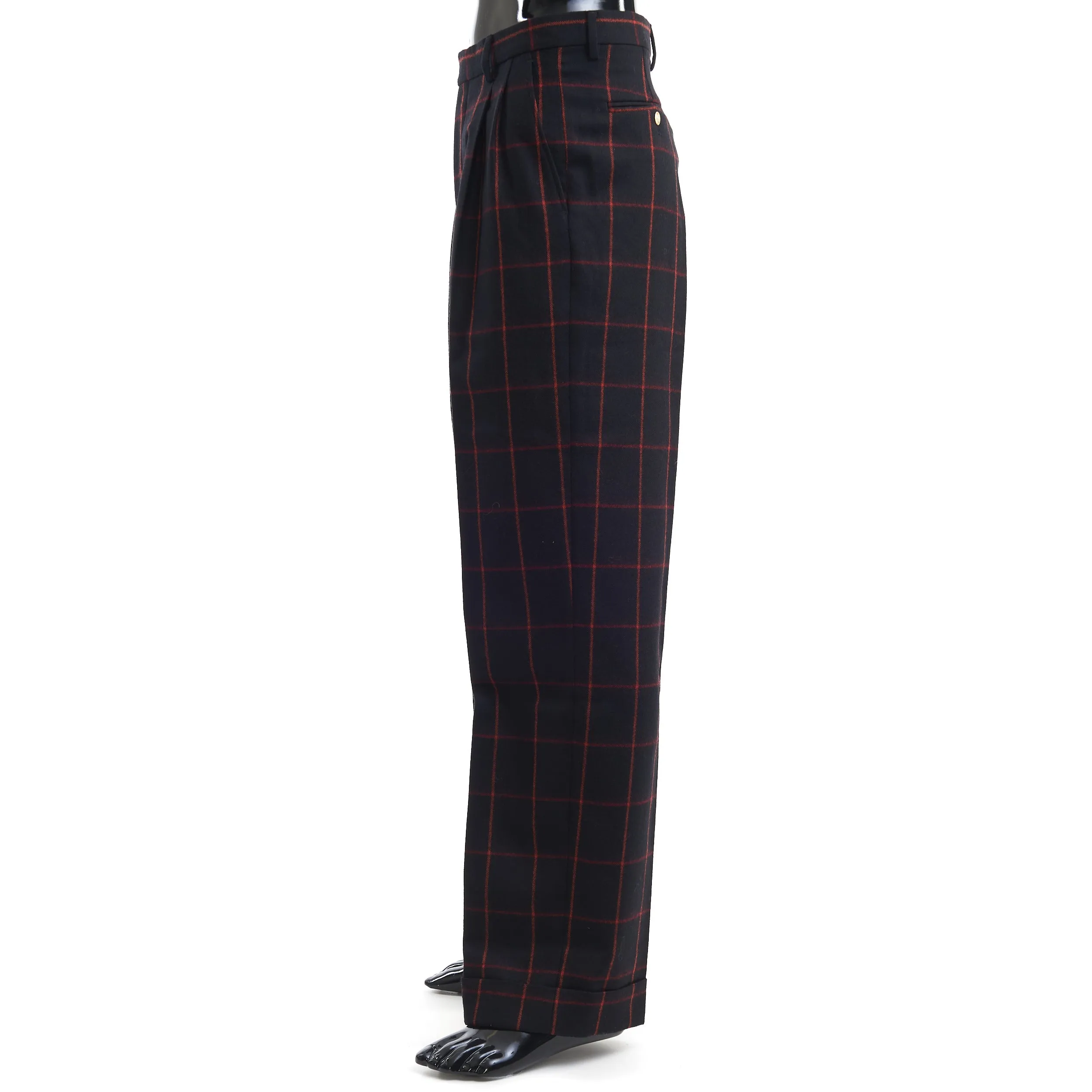 Check Wool Trouser In Black And Red