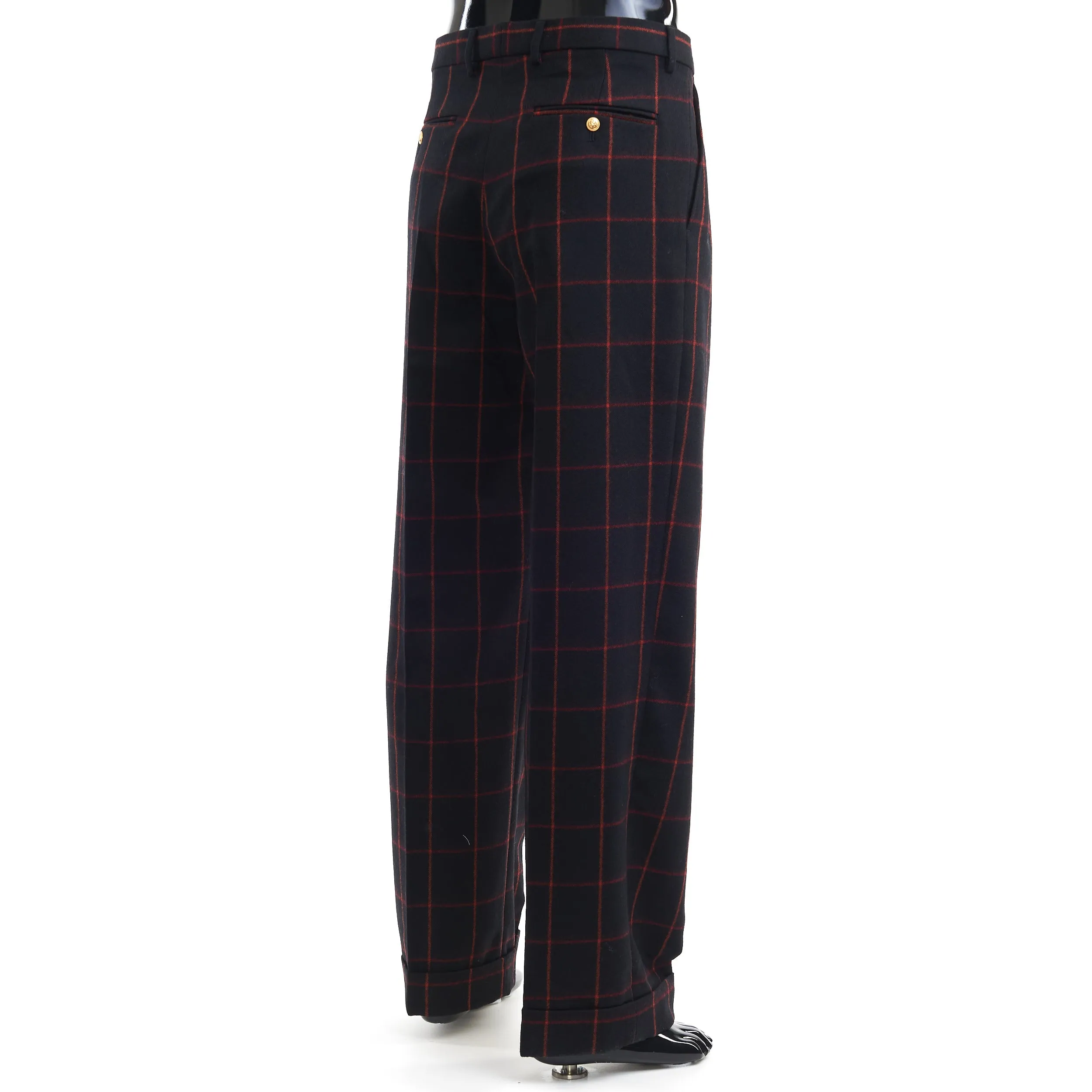 Check Wool Trouser In Black And Red