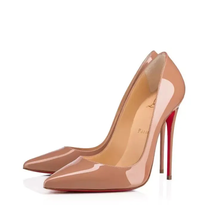 Christian Louboutin So Kate 120 Nude Patent Leather Pump Heels 38.5 UK 5.5