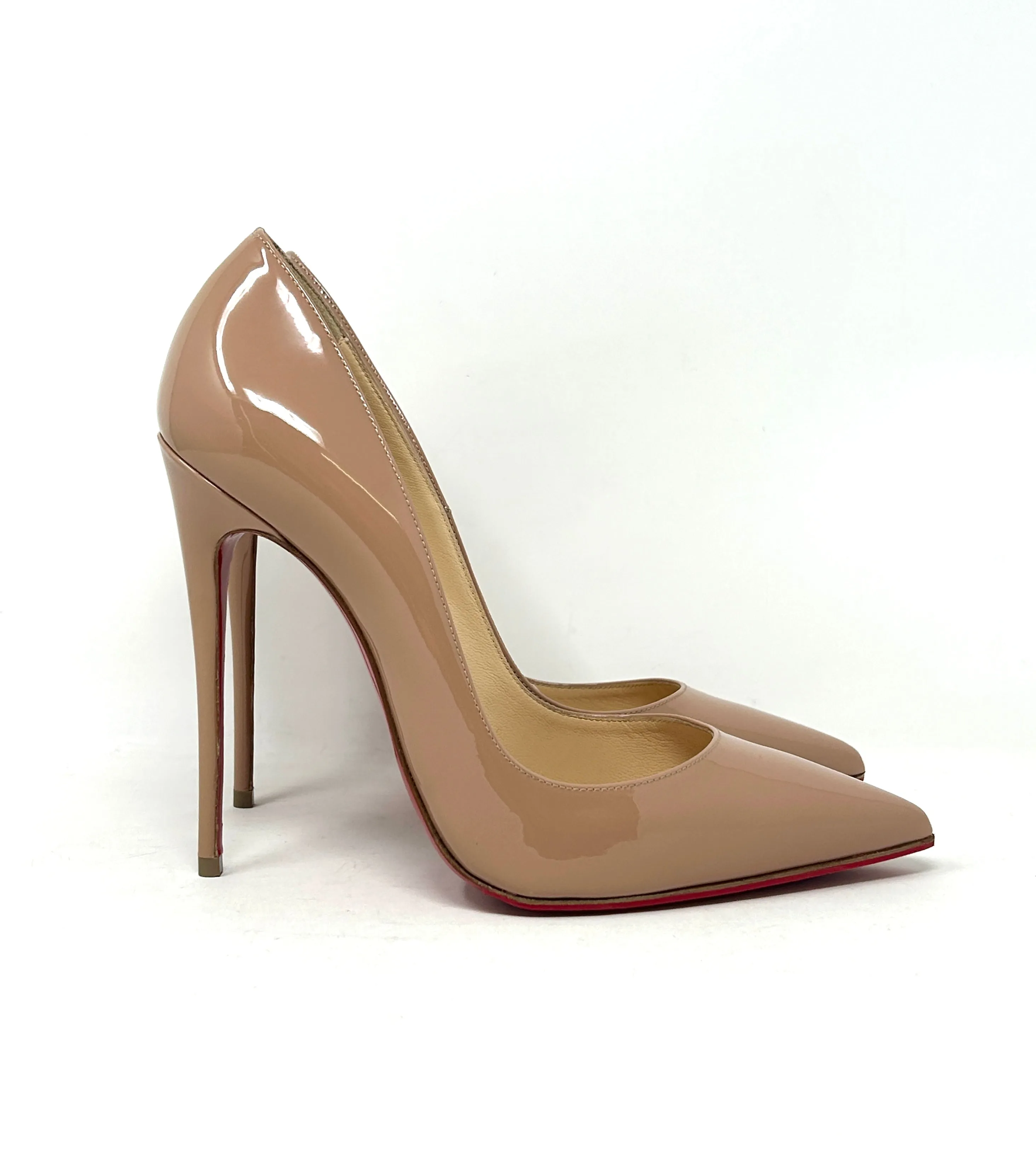 Christian Louboutin So Kate 120 Nude Patent Leather Pump Heels 38.5 UK 5.5