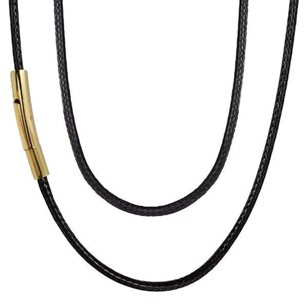 Classy Men 4mm Gold Leather Chain Necklace