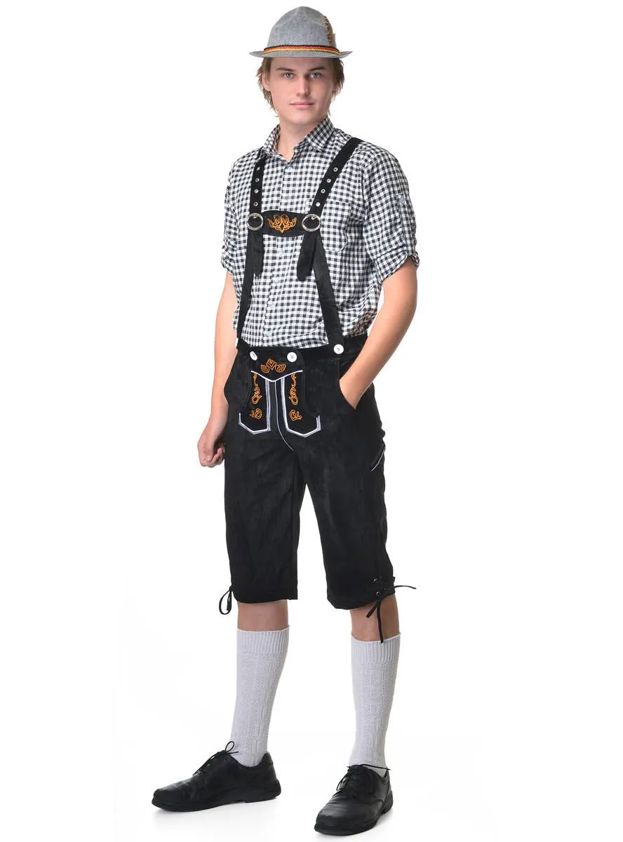 Deluxe Checkered Black Bavarian Mens Oktoberfest Costume