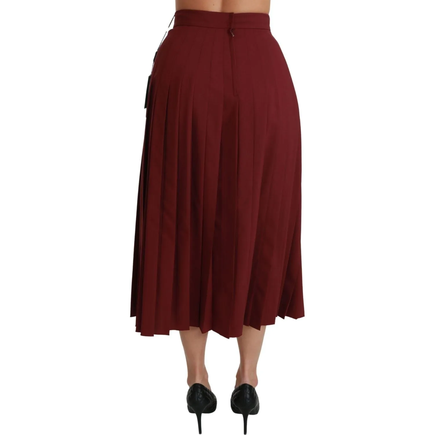 Dolce & Gabbana Elegant Red High Waist Virgin Wool Skirt