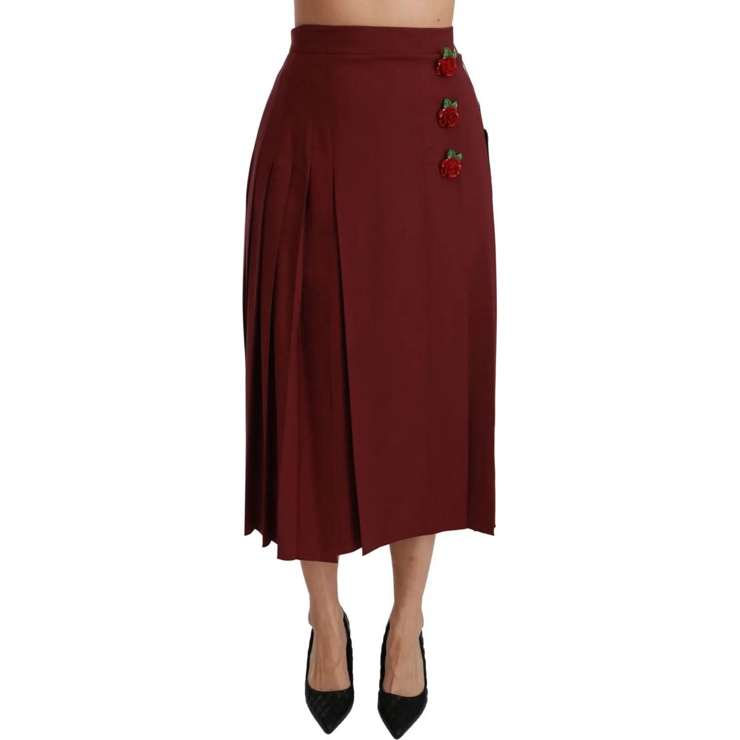 Dolce & Gabbana Elegant Red High Waist Virgin Wool Skirt