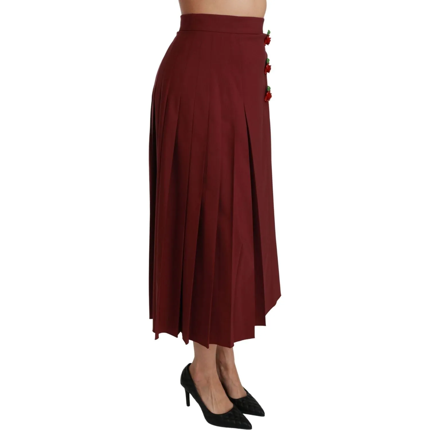 Dolce & Gabbana Elegant Red High Waist Virgin Wool Skirt