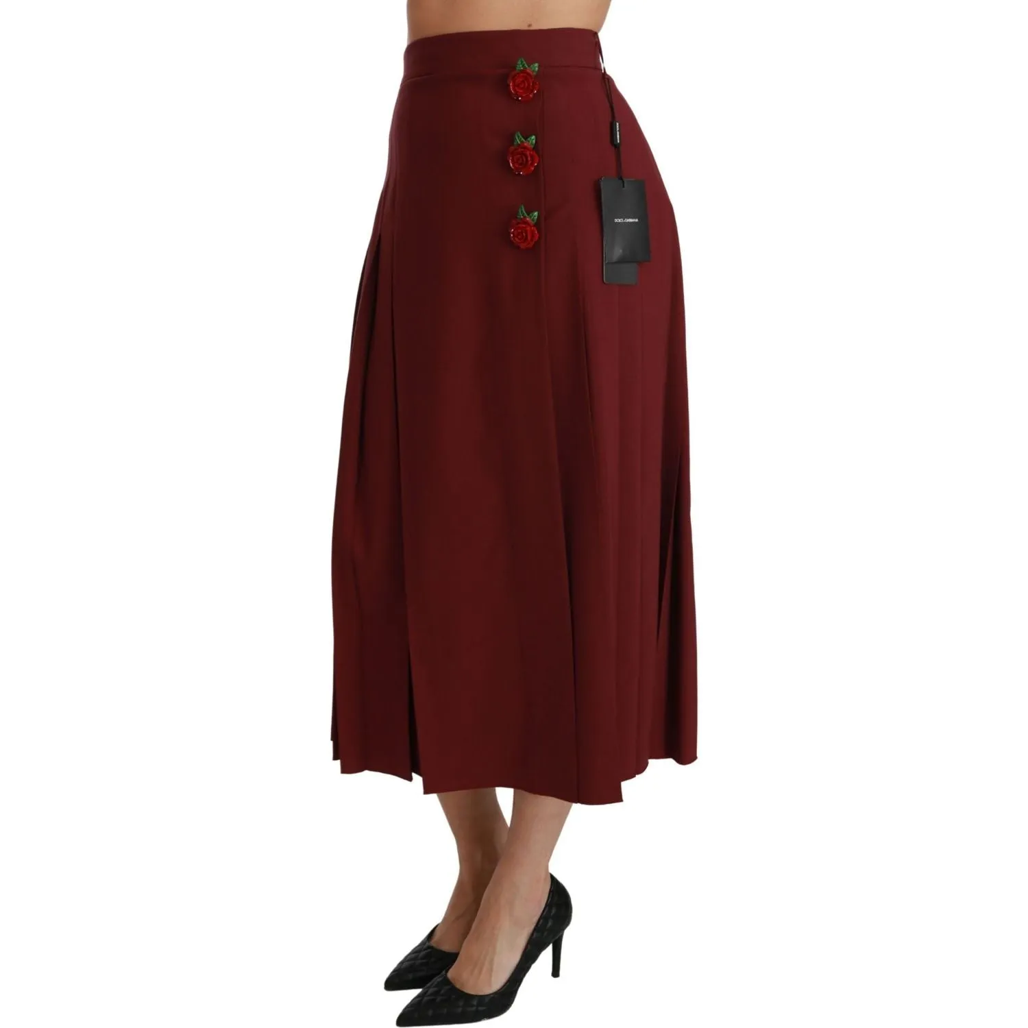 Dolce & Gabbana Elegant Red High Waist Virgin Wool Skirt