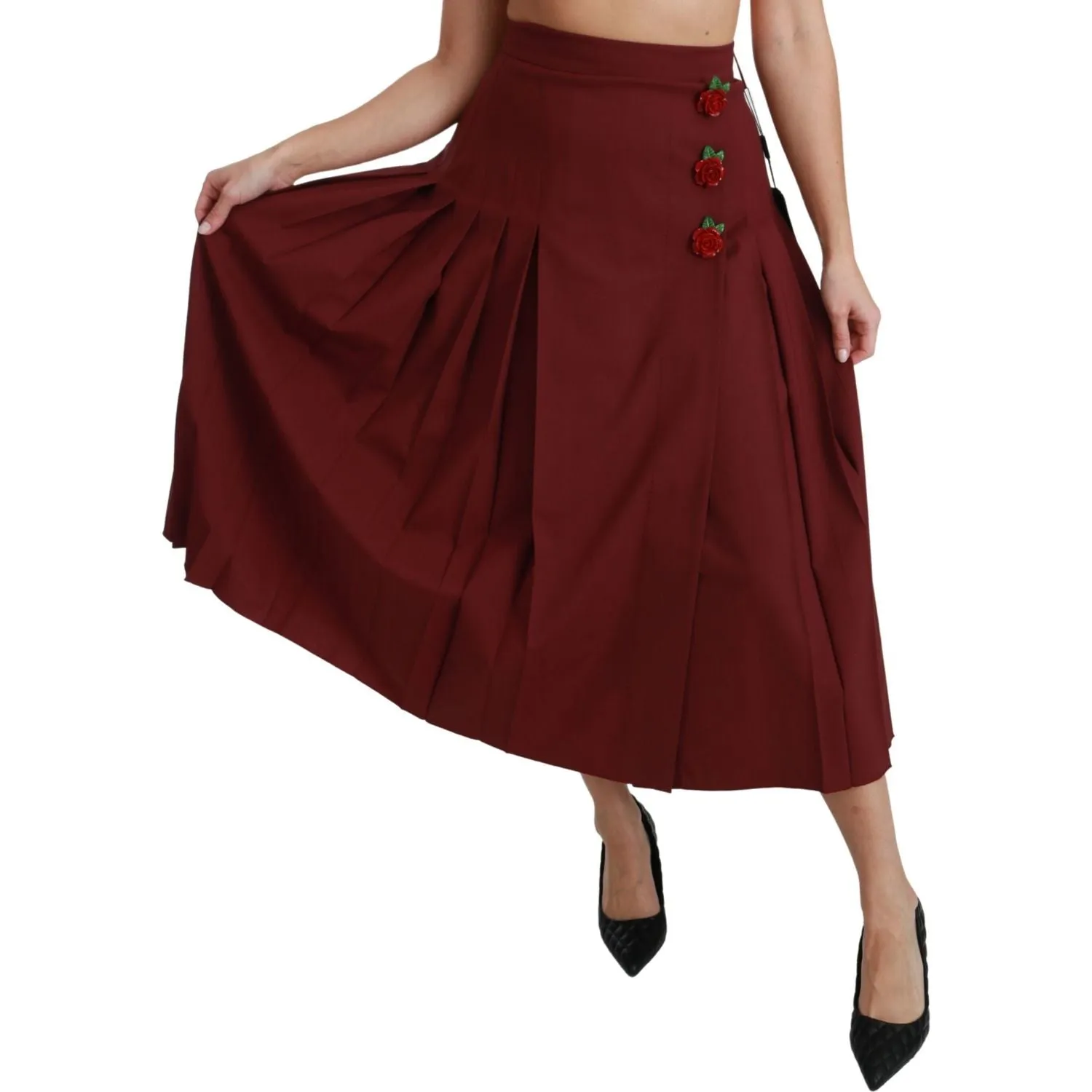 Dolce & Gabbana Elegant Red High Waist Virgin Wool Skirt