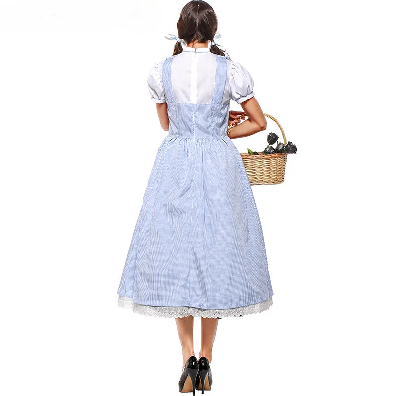 Fairytale Of Oz Halloween Blue Frock Wizard Carnival Dorothy Gingham Attire