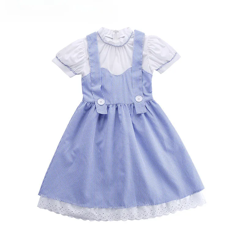 Fairytale Of Oz Halloween Blue Frock Wizard Carnival Dorothy Gingham Attire