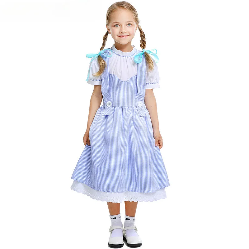 Fairytale Of Oz Halloween Blue Frock Wizard Carnival Dorothy Gingham Attire