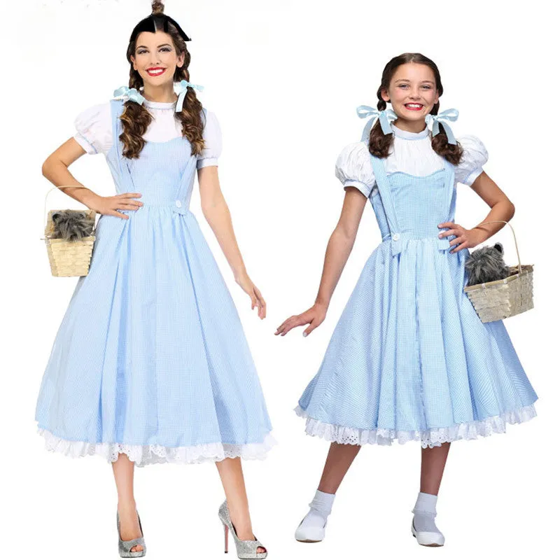 Fairytale Of Oz Halloween Blue Frock Wizard Carnival Dorothy Gingham Attire