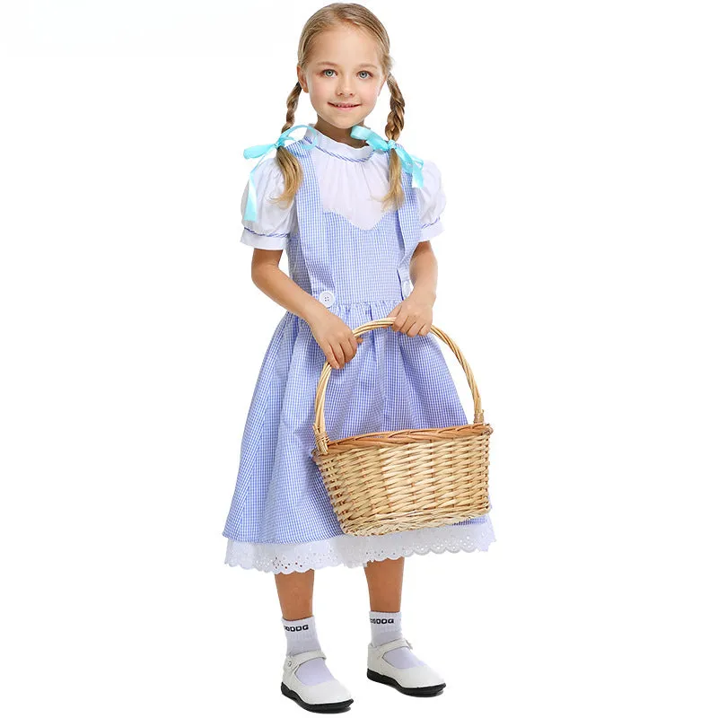 Fairytale Of Oz Halloween Blue Frock Wizard Carnival Dorothy Gingham Attire