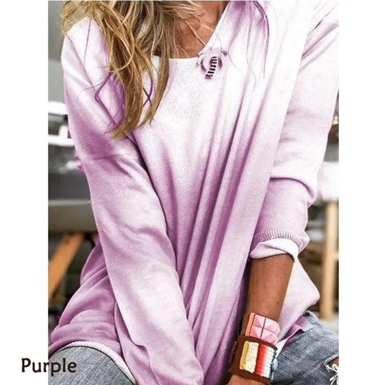 Fashion casual gradient print long-sleeved sweater T-shirt