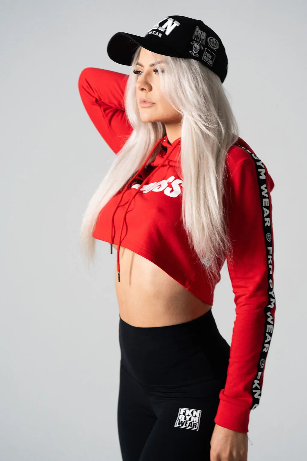 FKNBOSS | Women's Cropped Gym Hoodie | Red