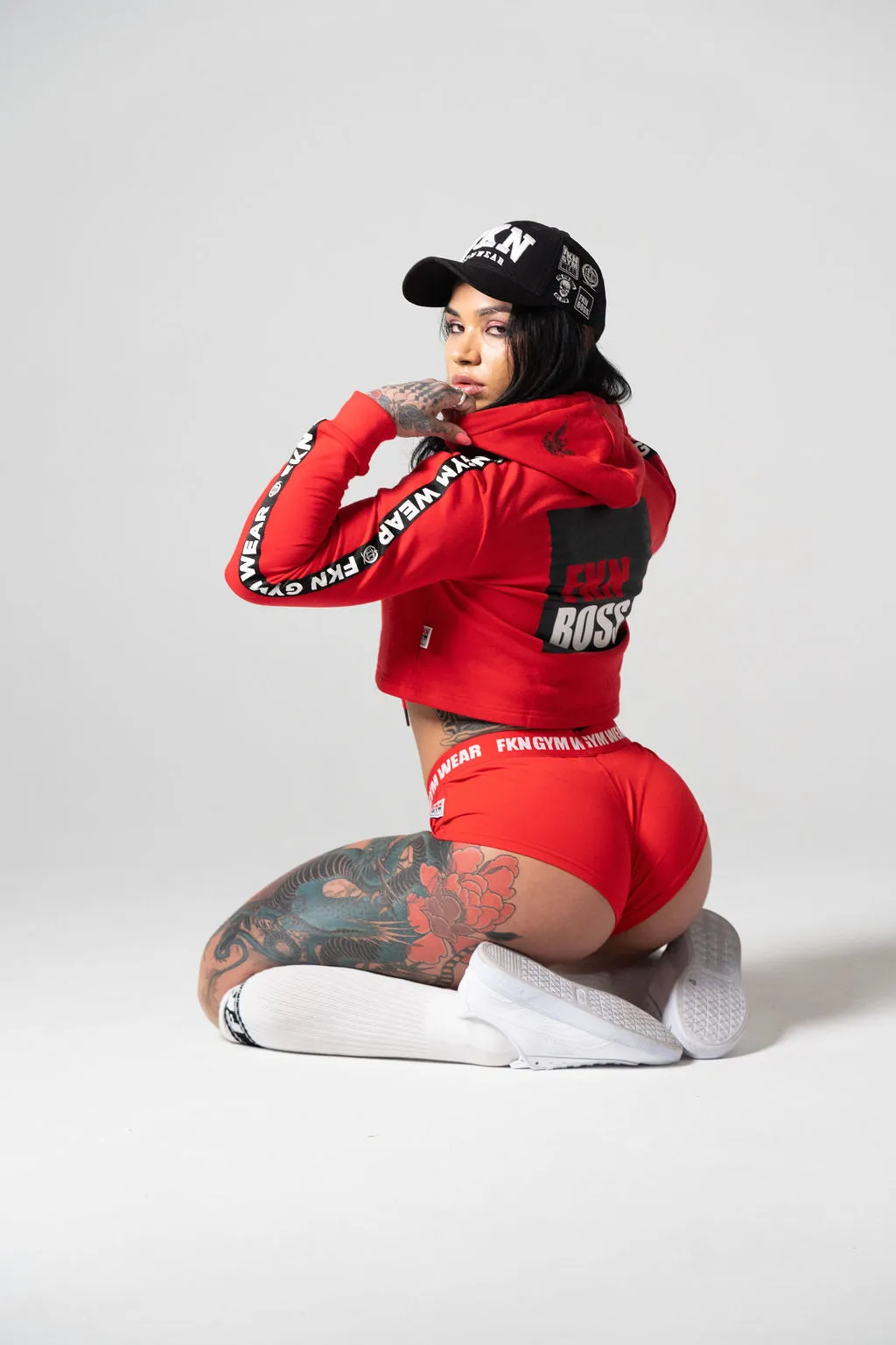 FKNBOSS | Women's Cropped Gym Hoodie | Red