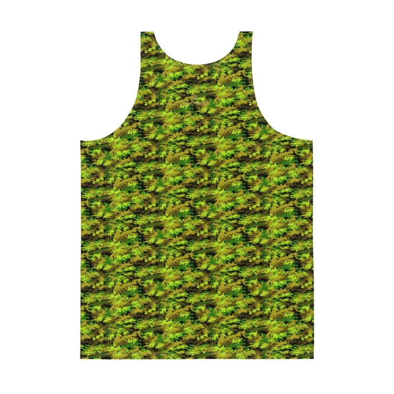 Green Camouflage Men's Tank, Army Military Men's/Women's Unisex Tank Top- Made in USA