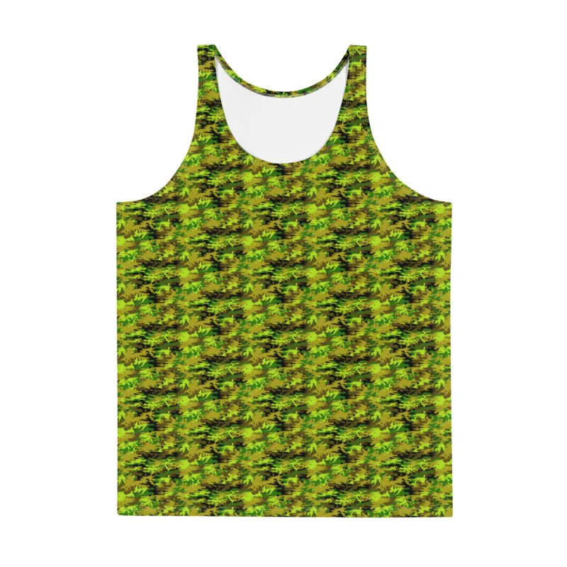 Green Camouflage Men's Tank, Army Military Men's/Women's Unisex Tank Top- Made in USA