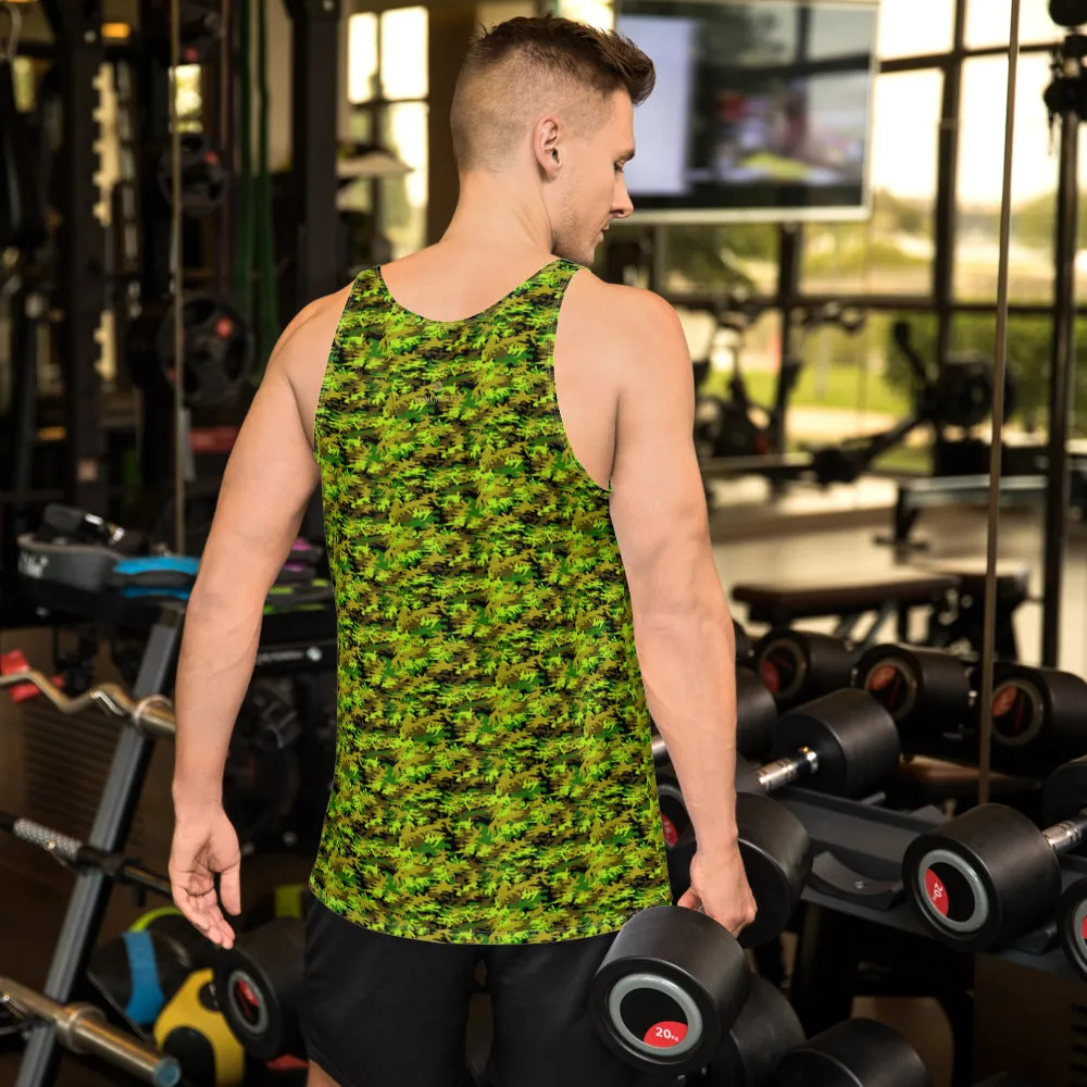 Green Camouflage Men's Tank, Army Military Men's/Women's Unisex Tank Top- Made in USA