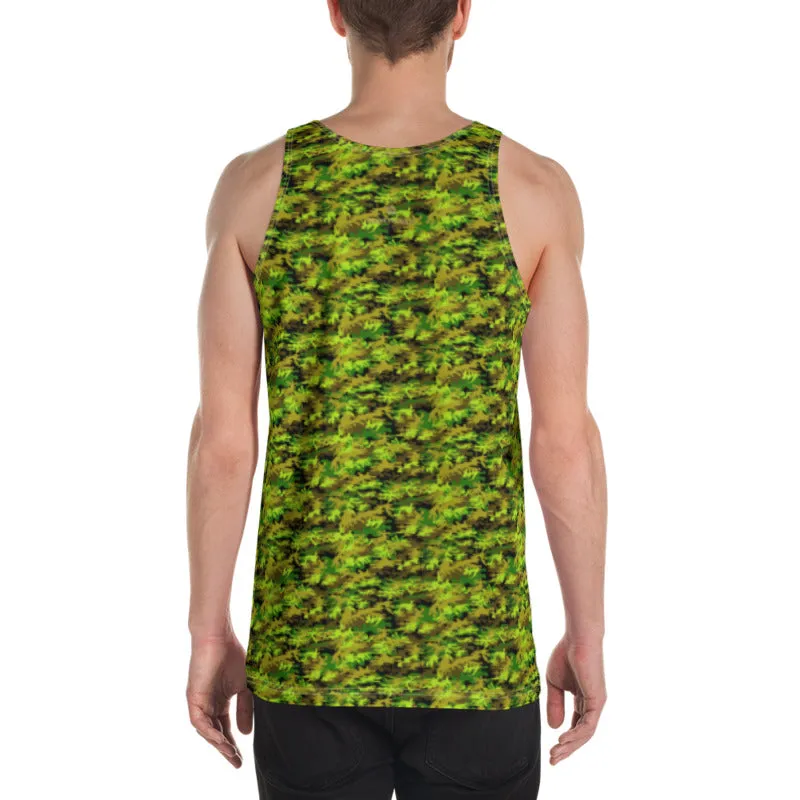 Green Camouflage Men's Tank, Army Military Men's/Women's Unisex Tank Top- Made in USA