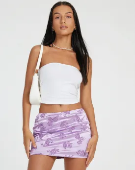 Guida Mini Skirt in Rose Flock Lilac