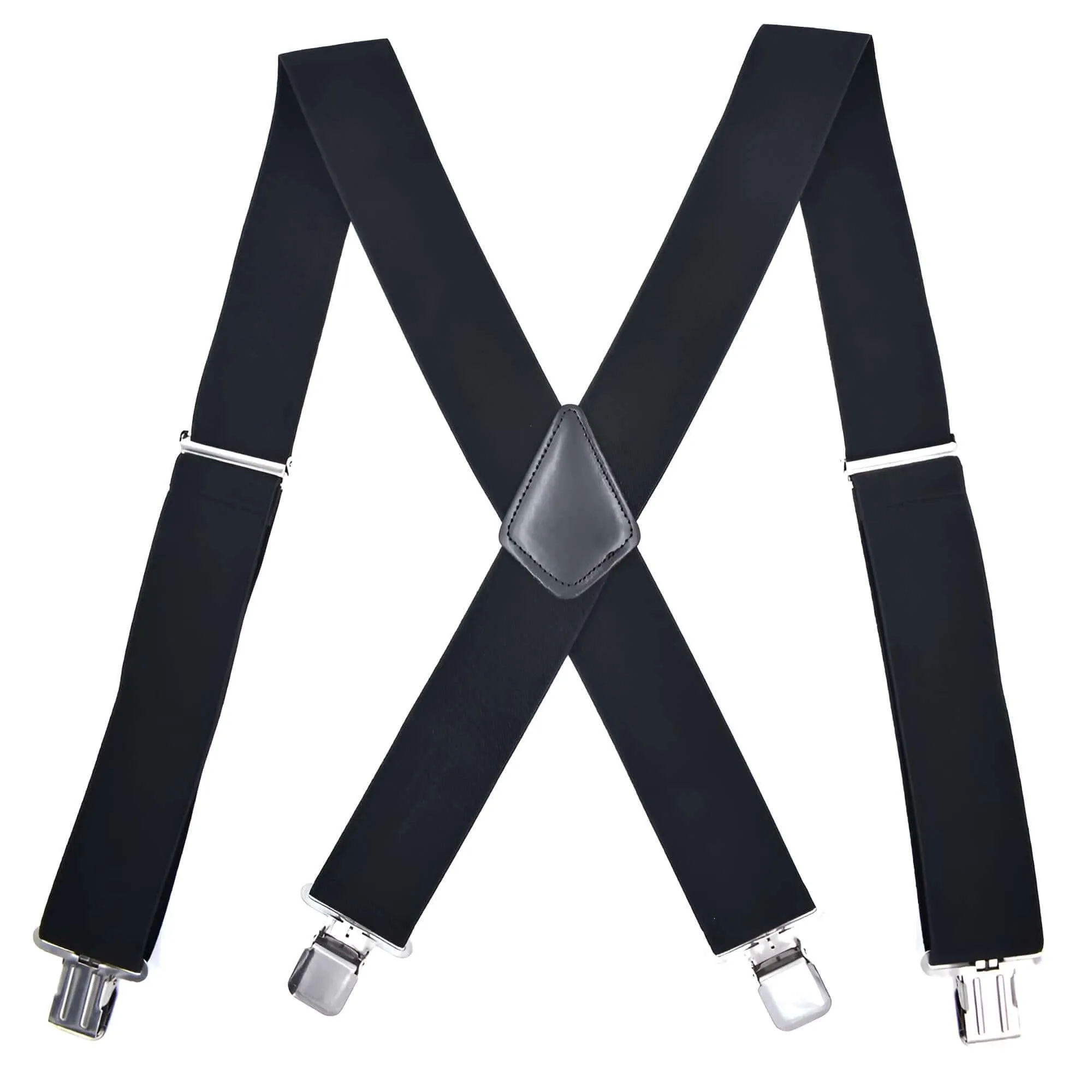 Heavy Duty Big Size Suspenders for Men - 2 Inch Wide X Back 4 Strong Clips