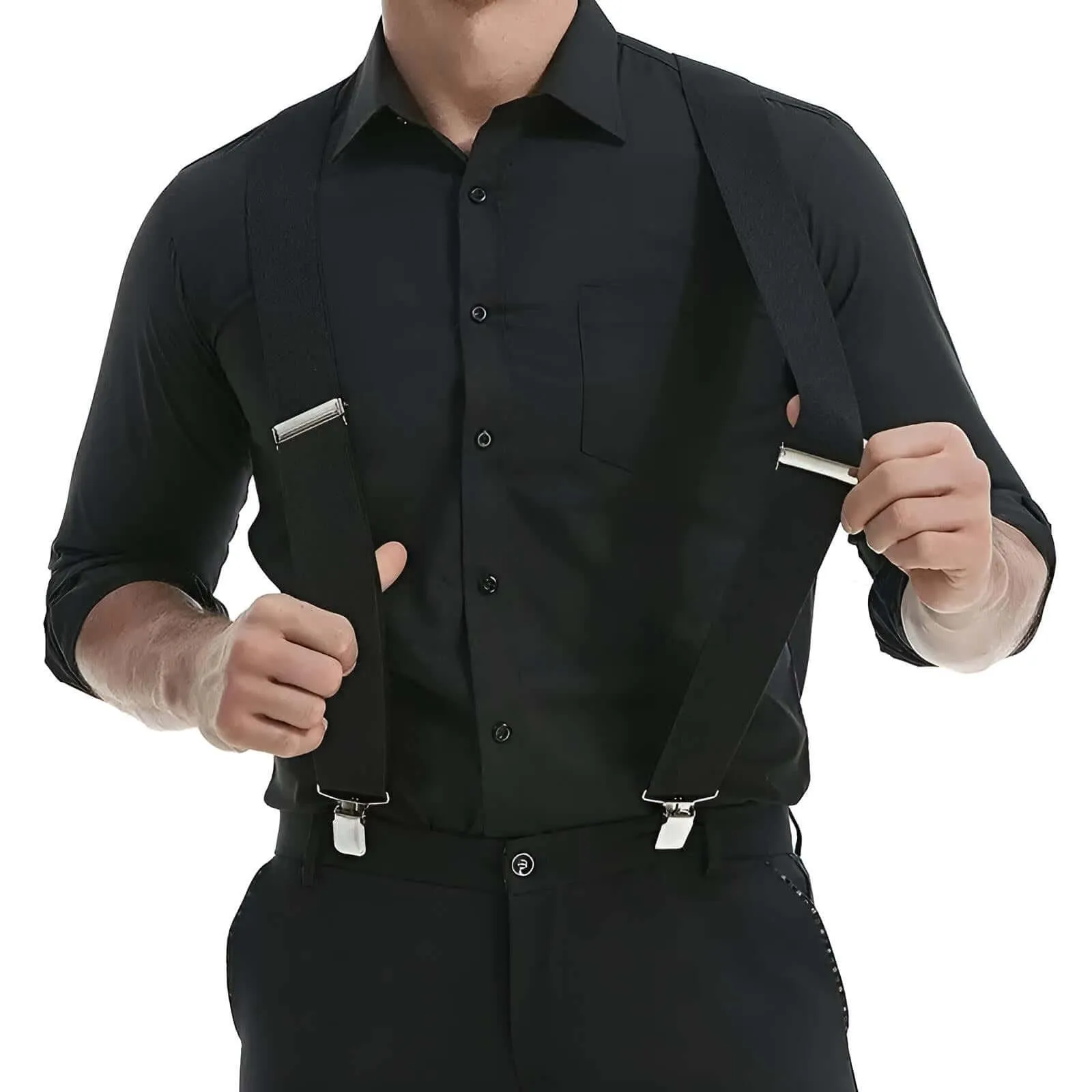 Heavy Duty Big Size Suspenders for Men - 2 Inch Wide X Back 4 Strong Clips