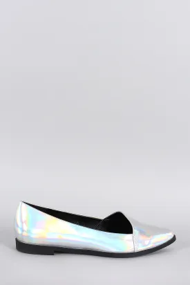 Hologram Asymmetrical Pointy Toe Loafer Flat