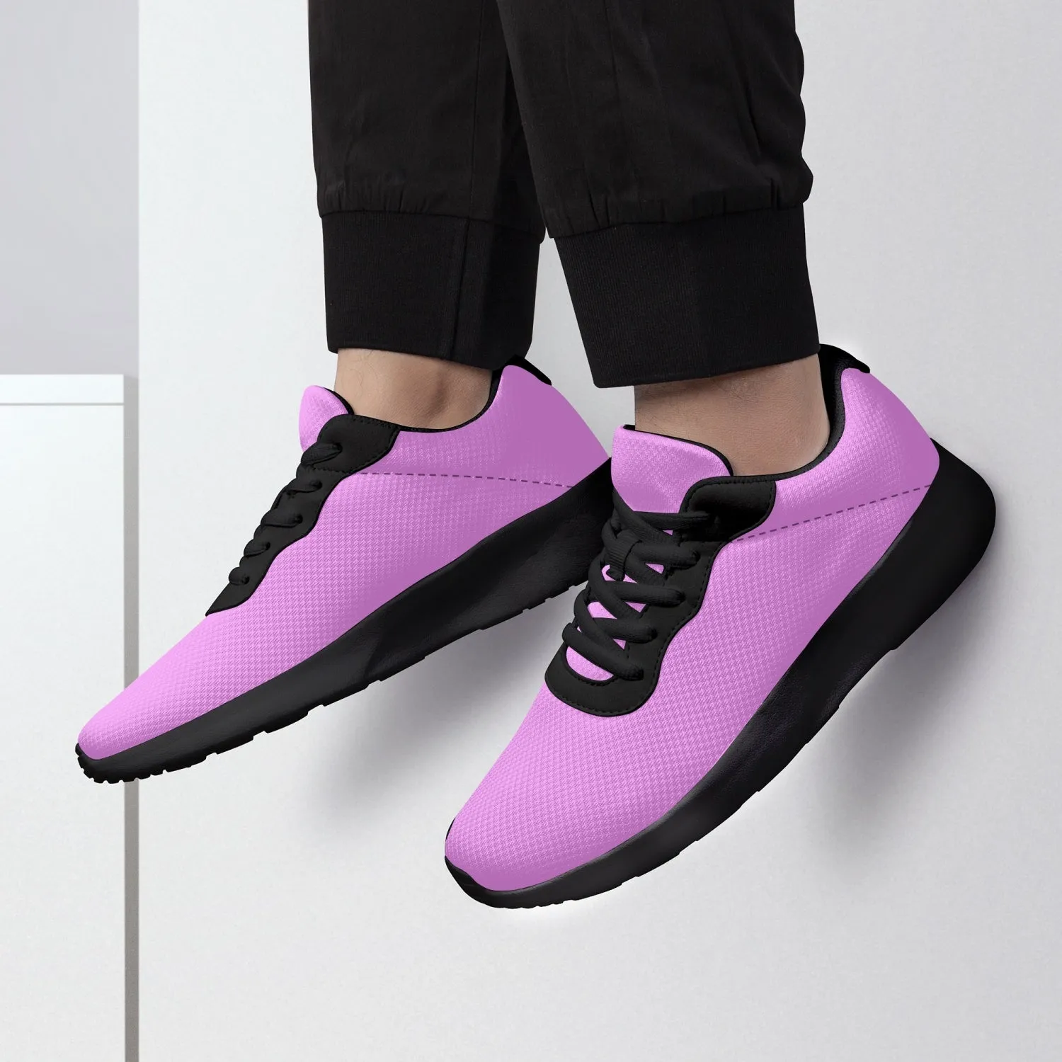 Light Pink Color Unisex Sneakers, Soft Solid Color Best Lifestyle Unisex Casual Designer Mesh Running Shoes With Black Soles