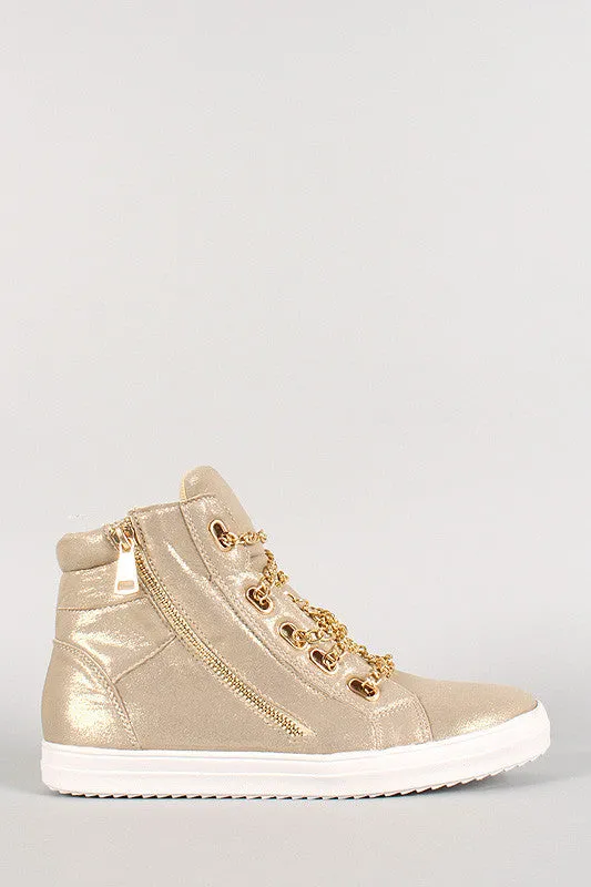 Liliana Shimmer Chain Lace Up Sneaker