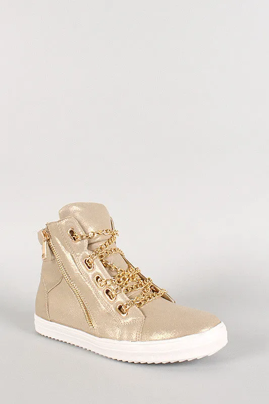 Liliana Shimmer Chain Lace Up Sneaker