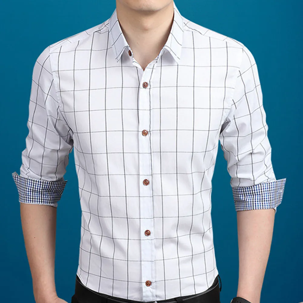 Mens Navy Blue Checkered Button Front Shirt