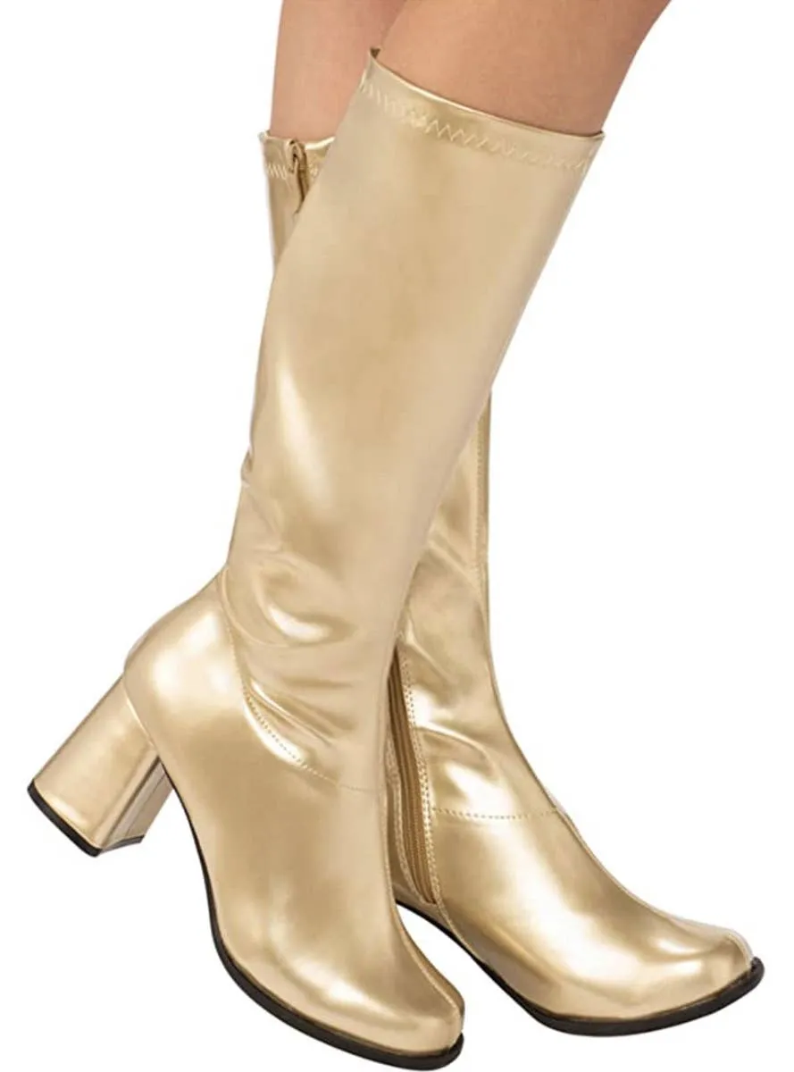 Metallic Gold 1960s Womens Go Go Boots