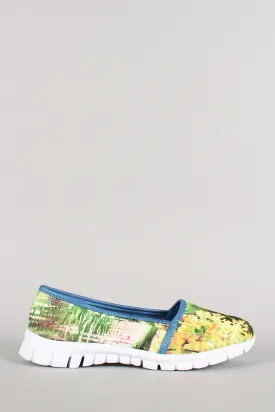 Misbehave Watercolor Painting Round Toe Loafer Flat