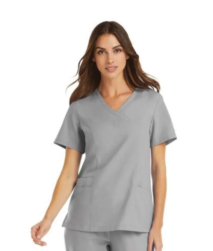 Momentum Womens Mock-Wrap Neck Scrub Top