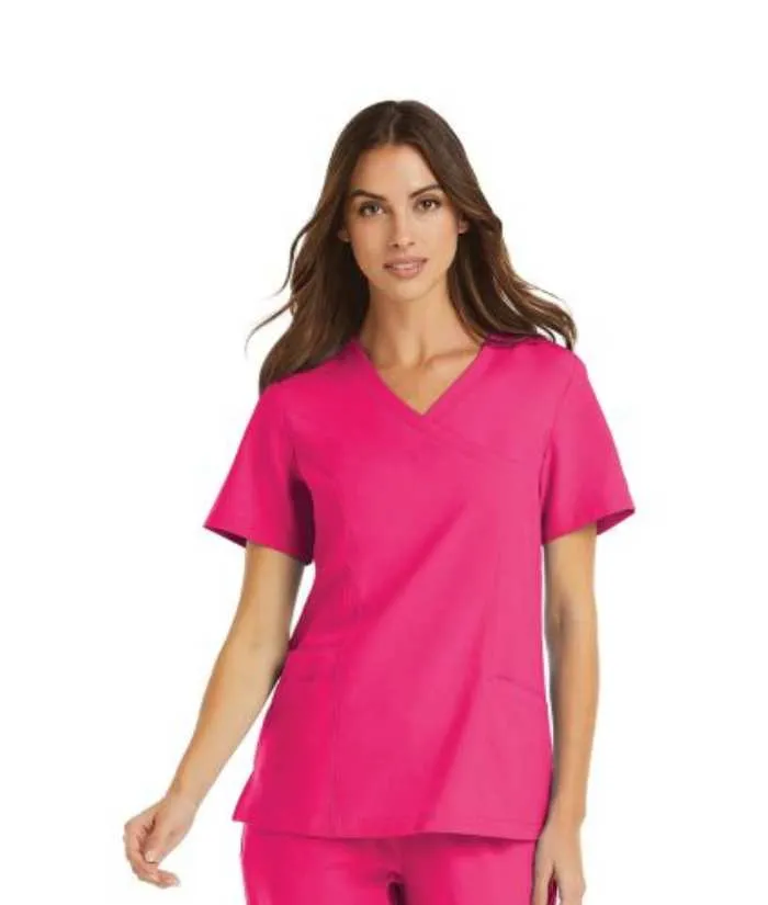 Momentum Womens Mock-Wrap Neck Scrub Top