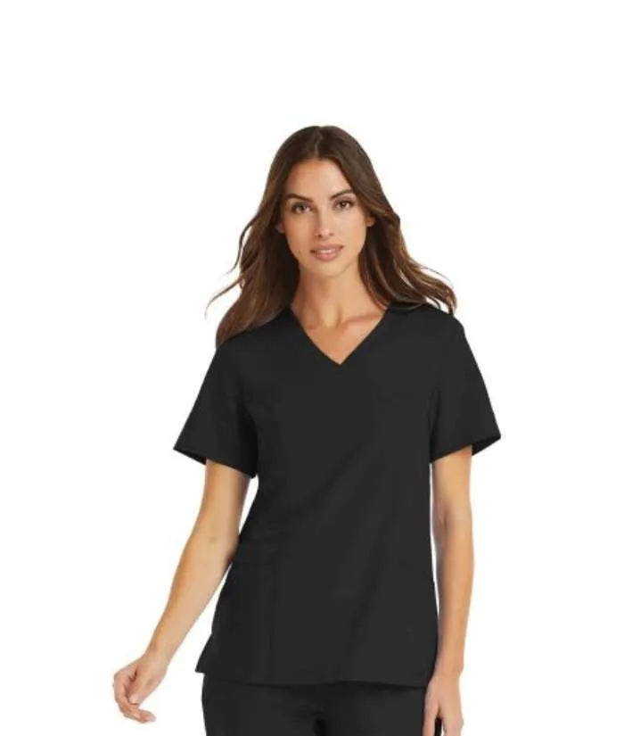 Momentum Womens Mock-Wrap Neck Scrub Top