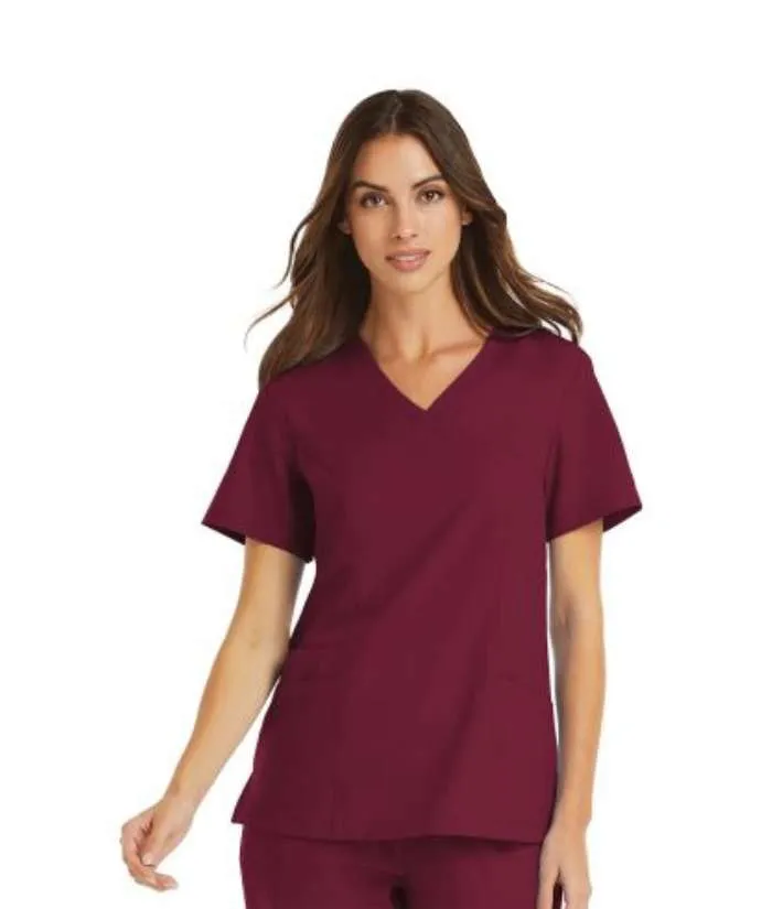 Momentum Womens Mock-Wrap Neck Scrub Top