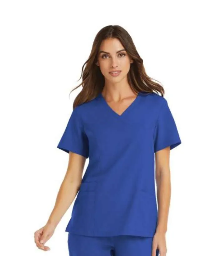 Momentum Womens Mock-Wrap Neck Scrub Top