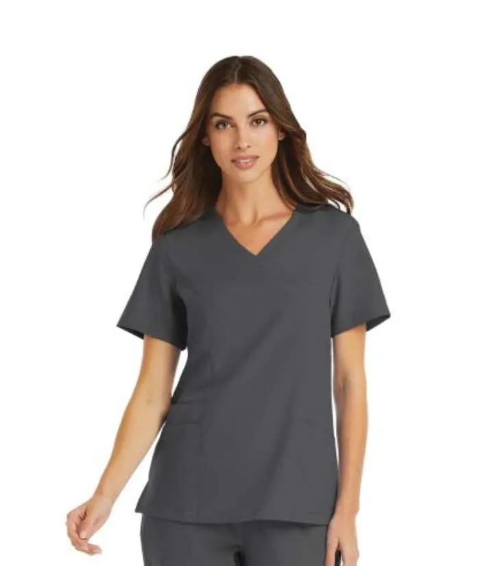 Momentum Womens Mock-Wrap Neck Scrub Top