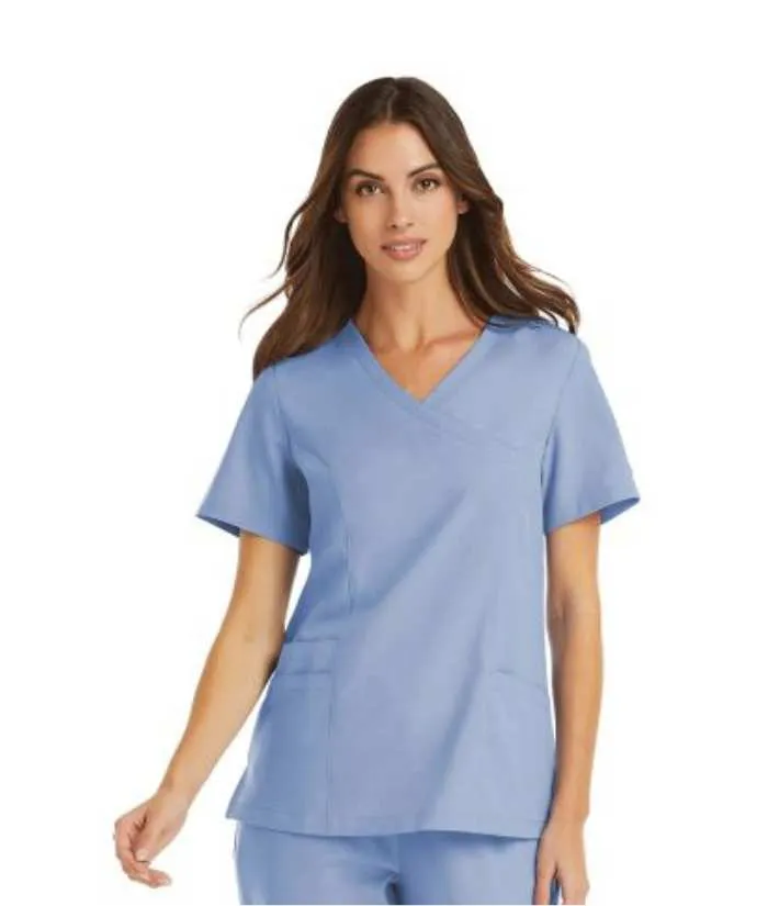 Momentum Womens Mock-Wrap Neck Scrub Top