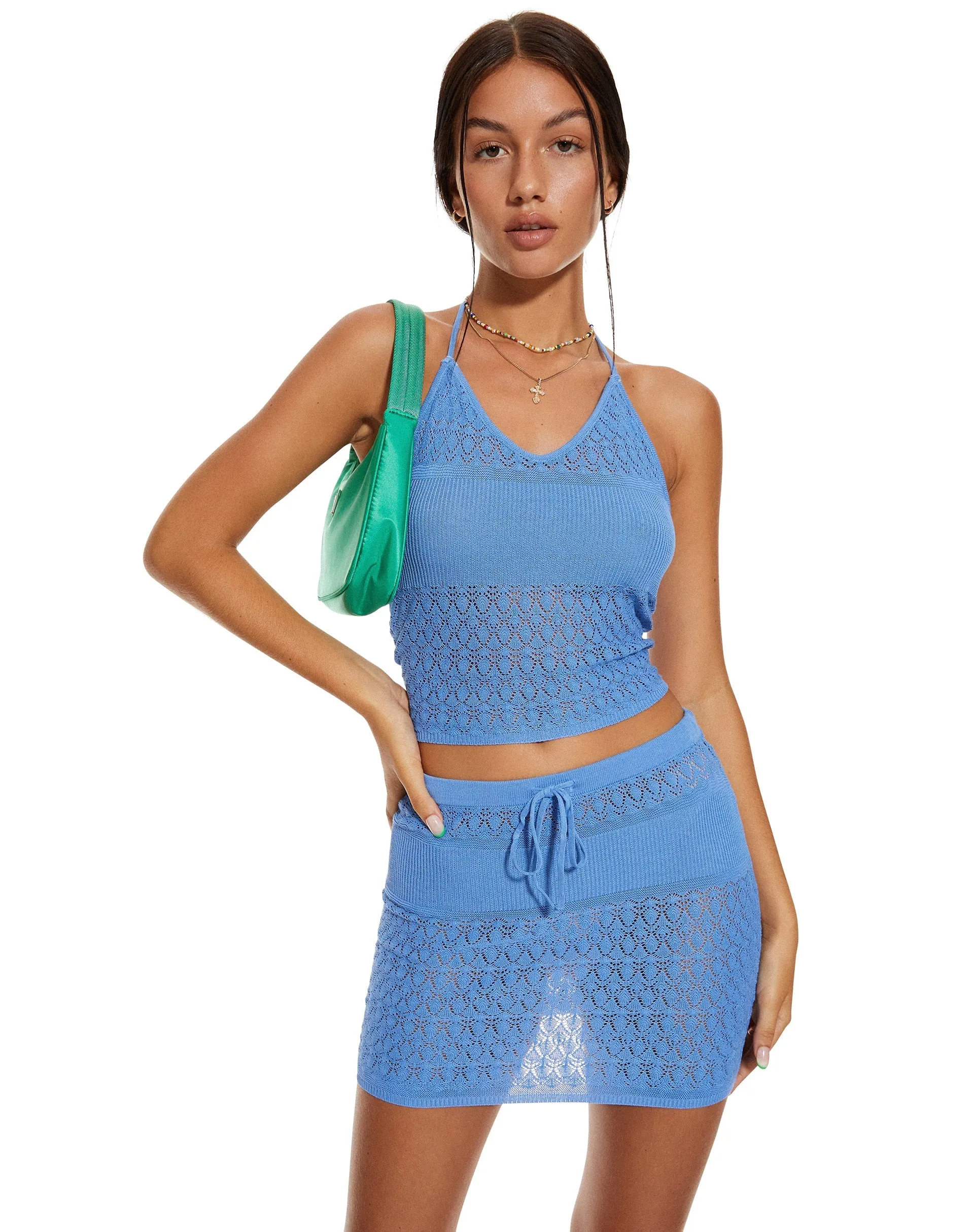 MOTEL X BARBARA Gatik Mini Skirt in Blue