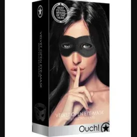 Ouch! Velvet Open Eye Mask with Velcro Straps - Black