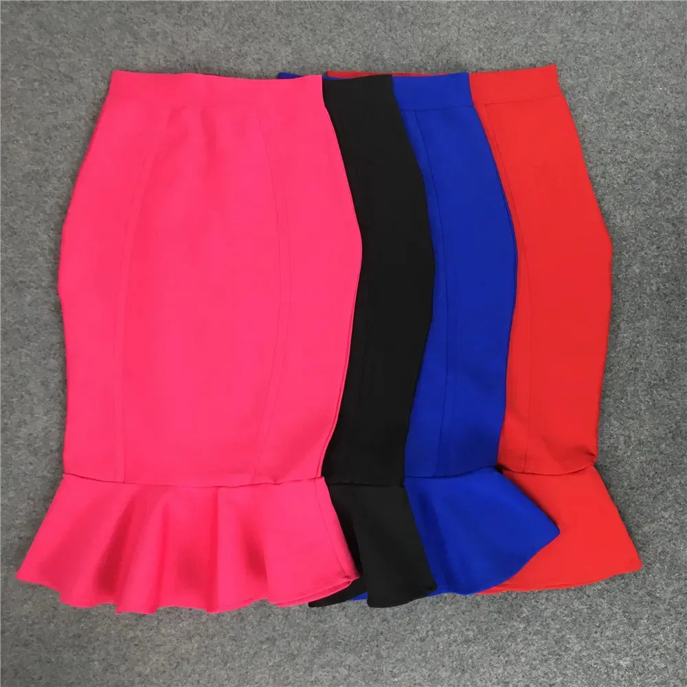 Pre Order:  Elastic High Waisted Ruffled Bandage Skirt