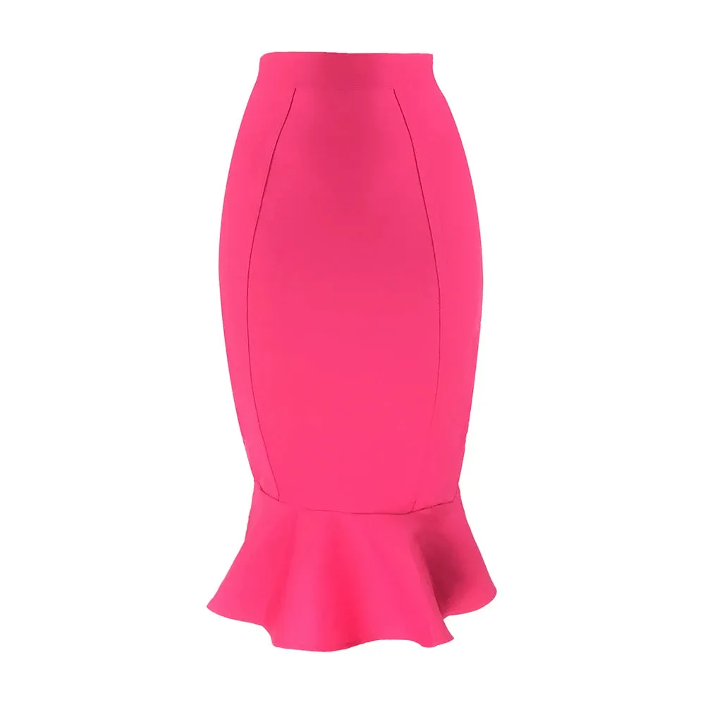 Pre Order:  Elastic High Waisted Ruffled Bandage Skirt