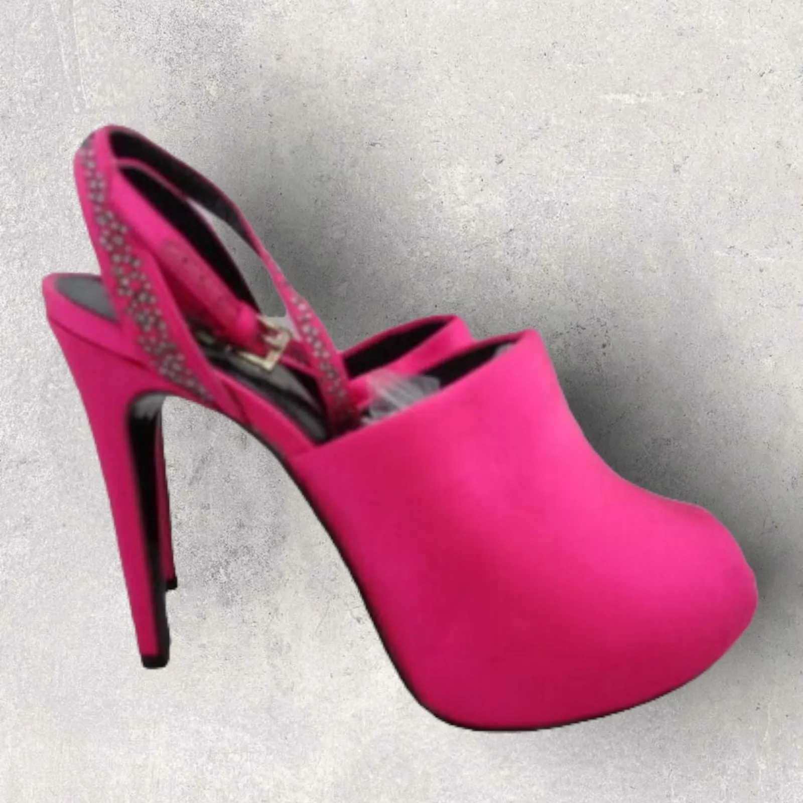 Reiss Ladies Fuschia Pink Satin Stiletto Crystal Peep Toe Shoes UK 6  RRP £169