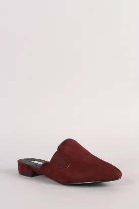 Suede Pointy Toe Mule Loafer Flat